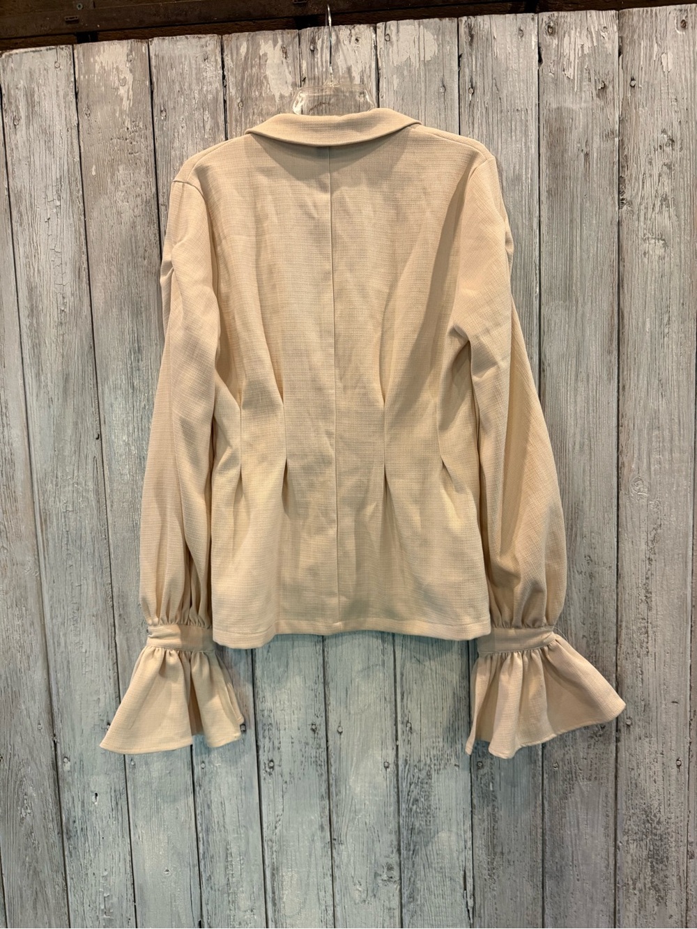 Cream Tie-Cuff Textured Blazer - Picture 4 of 9